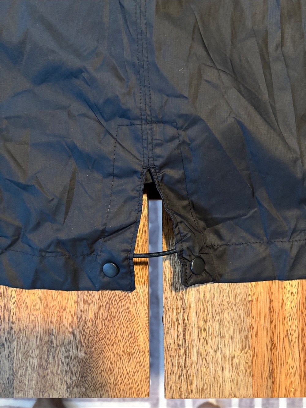 Classic Black Hooded Long Light Weight Wind/Raincoat Jacket - Picture 12 of 16